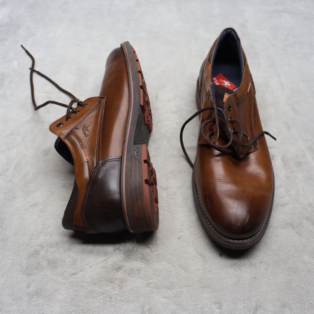 Fluchos Mens 12 Oxford Shoes Brown Leather Lug Sole Derby Dress Casual EU46
